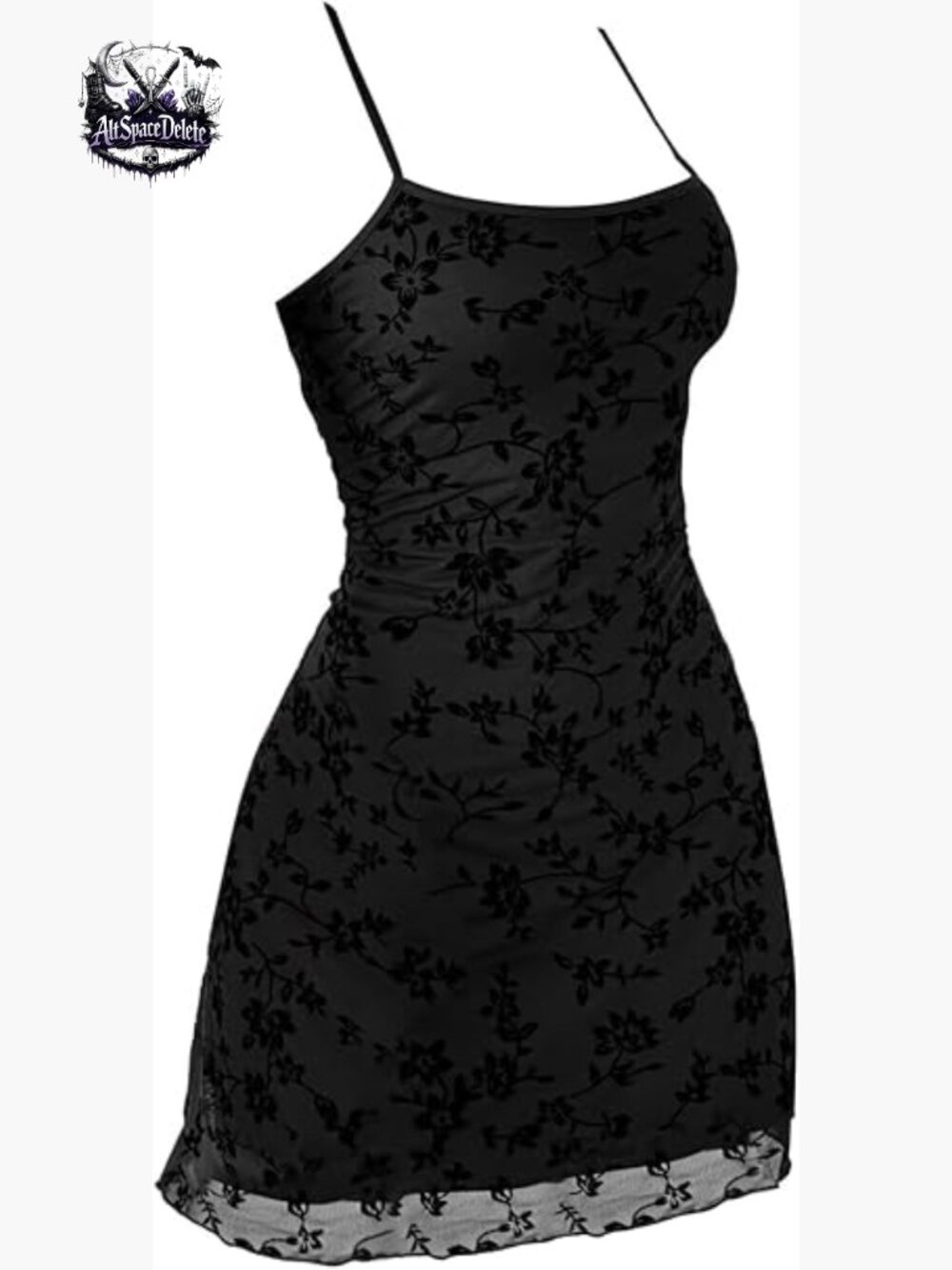 Floral Mesh Mini Dress Spaghetti Strap A-Line Casual Summer Sundress